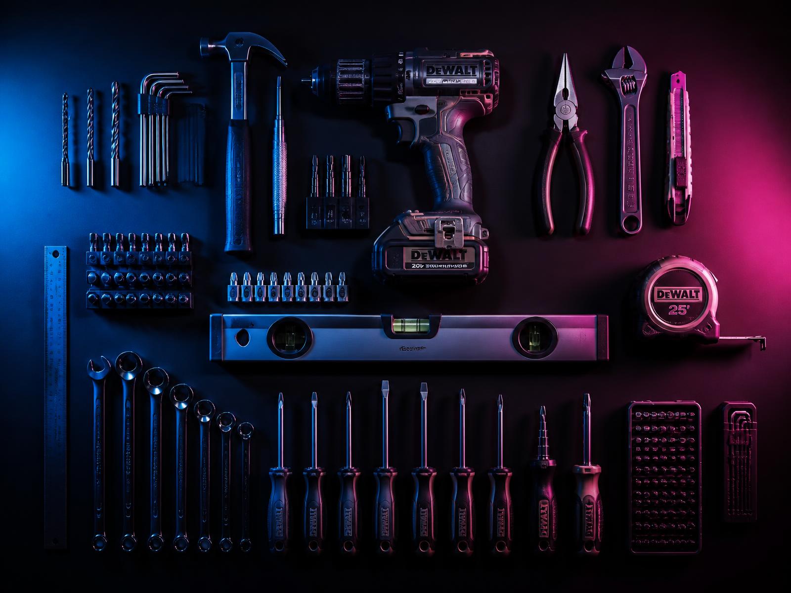 Handyman tools laid out before a job in Atlantic County, New Jersey